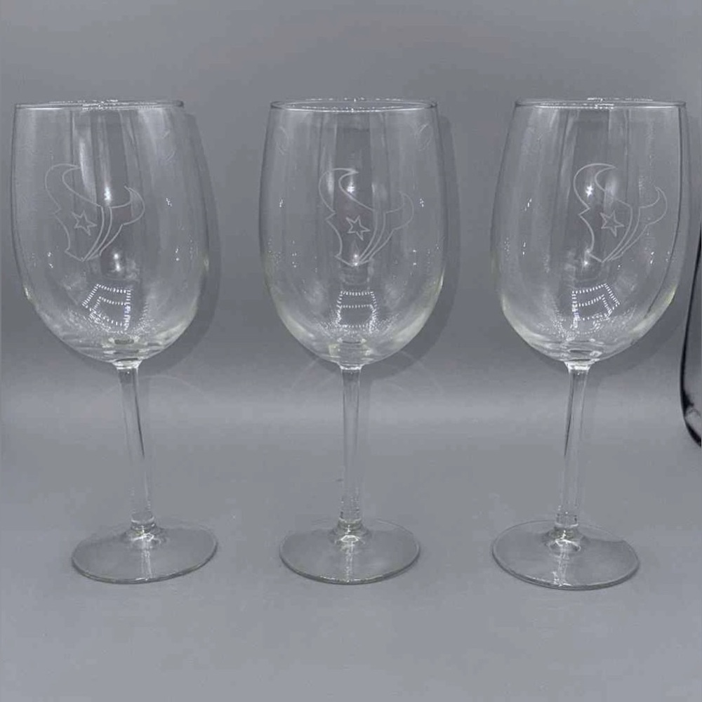 NEW Elegant Clear Wine Glass Set Houston Texans